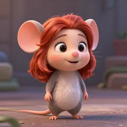 still from pixar movie with cute female redhead mouse, high quality 3d render, movie, Pixar, Renderman, 4k, artstation