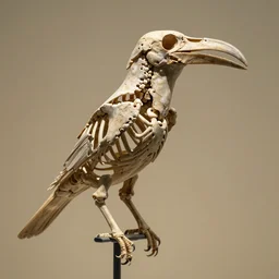 corvus frugilegus fossilized skeleton oxford museum photography exhibit. no teeth. long beak