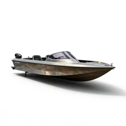 industrial speedboat, photorealistic, isolated on a pure white background, centered, entire object in frame, sharp focus, soft studio lighting
