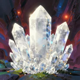 big white crystals, glowing lights, epic fantasy, colorfully, digital art, highly saturated colors, concept art, detailed illustration, hd, 4 k, digital art, greg rutkowski, dan mumford, studio ghibli trending on artstation