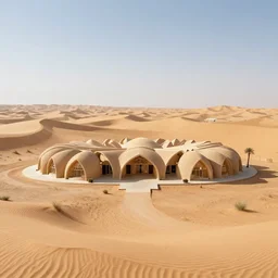 an oasis - like architectural design in the middle of the desert