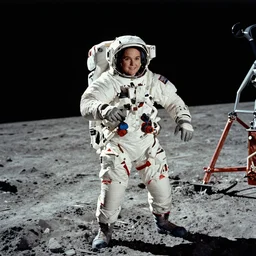 Neil Armstrong taking the first step out of the lunar lander