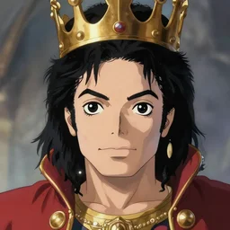 centered!! macro head portrait of powerful medieval king michael jackson, artstation, detailed cartoon, elegant, digital painting, concept art, smooth, sharp focus, illustration, ghibli, makoto shinkai, don bluth, fujita goro, jean giraud, akihiko yoshida, tom whalen 8 k