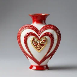 a vase in the shape of a heart with red accents designed by versace