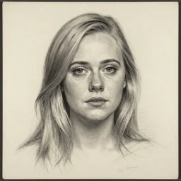 portrait of Elle Fanning, egg tempera over graphite, with scratching out, on coated board, (scratchboard)