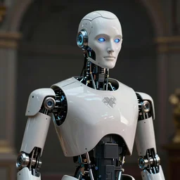 Photograph of a robotic Theologian John Calvin, resembles a robot