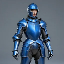 a young woman in blue full plate armor in a dramatic pose. the armor glows, bursting with blue light from the inscriptions. clean cel shaded vector art. shutterstock. behance hd by lois van baarle, artgerm, helen huang, by makoto shinkai and ilya kuvshinov, rossdraws, illustration, art by ilya kuvshinov