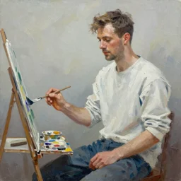 handsome John Hamm painted in very thick impressionist impasto oils