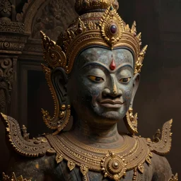 khmer god, close - up portrait, powerfull, intricate, elegant, volumetric lighting, scenery, digital painting, highly detailed, artstation, sharp focus, illustration, concept art, ruan jia, steve mccurry