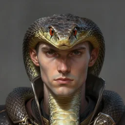 snake as a realistic fantasy knight, closeup portrait art by donato giancola and greg rutkowski, realistic face, digital art, trending on artstation, symmetry!!