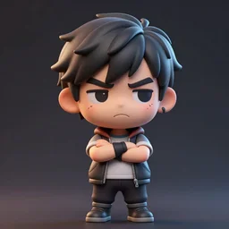 a digital painting of a very confused man, chibi, by antonio mello, 3 d nft, nendoroid 3 d, cyberpunk artm, cgsociety, seapunk, anime aesthetic, rendered in maya