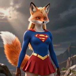 supergirl as a super saiyan anthropomorphic fox