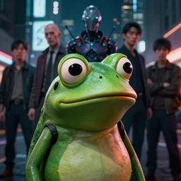 photo portrait of pepe the frog, future tokyo, film noir, high detail, intricate detail, cinematic lighting, ghost in the shell, night, by sachin teng and sergey kolesov and ruan jia and heng z and wlop. beautiful, scifi, fantasy, hyper detailed, octane render, artstation