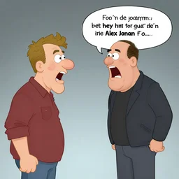 cartoon of Alex Jones yelling at Joe Rogan