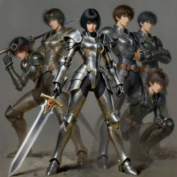 full body girl metal armor holding a gunsword dynamic poses painting beautifull face no blur by gaston bussiere, greg rutkowski, yoji shinkawa, yoshitaka amano, tsutomu nihei, tim hildebrandt, sharp, details, hyper detailed, hd, 8 k