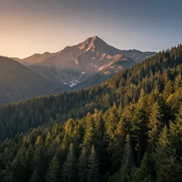 epic forest mountain landscape with a majestic sunrise, high detail, high definition, photorealistic, 8k, hdr,