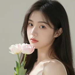 beautiful photorealistic flower woman