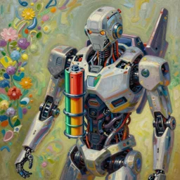anime automata battery, intricate oil painting by greg rutkowski, trending on artstation