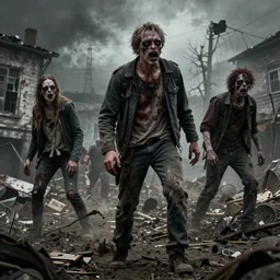 zombie apocalypse by jessica rossier, greg rutkowski, detailed, realistic
