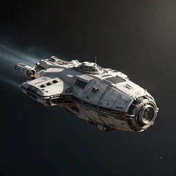 concept art, a lonely scouting spaceship, traveling to new worlds, deep space exploration, the expanse tv series, industrial design, the hull protected by armor and turrets, spatial phenomena in the background, atmospheric, cinematic lighting, 4k, greebles, widescreen, wide angle, beksinski, sharp and blocky shapes