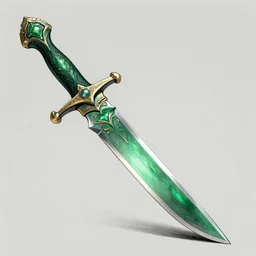 ornate emerald ceremonial knife, fantasy illustration, medieval era, blank background, studio lighting, hand - drawn digital art
