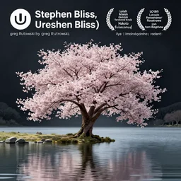 a single sakura tree upon a lake, viewed from a distance, stephen bliss, unreal engine, illustration, fantasy art by greg rutkowski, loish, rhads, ferdinand knab, makoto shinkai and lois van baarle, ilya kuvshinov, rossdraws, tom bagshaw, global illumination, radiant light, minimalist, detailed and intricate environment