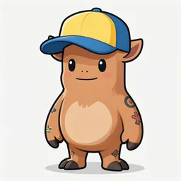 a dik dik monster with tattoos wearing a baseball hat, colorful, digital art, fantasy, magic, trending on artstation, ultra detailed, professional illustration by basil gogos