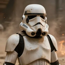 star wars film still, closeup portrait of a dirty concept stormtrooper in mos eisley, dust, rim light, embers, hyper detailed, smooth, high contrast, volumetric lighting, george lucas, ralph mcquarrie, doug chiang, ryan church