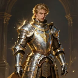 man in ornate suit of armor imbued with magic, fantasy, medieval, character design, single character concept art,