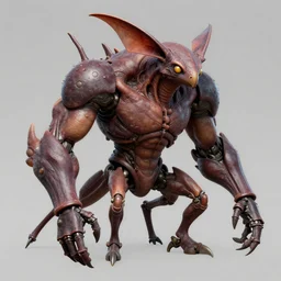 doom, isopod, muscular body, chiroptera head, chiroptera ears, mecha, hyperrealism, artstation, cgsociety, zbrush, no background