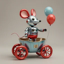 adventurer ( ( ( ( ( 1 9 5 0 s retro future robot mouse balloon birthday wagon house. muted colors. ) ) ) ) ) by jean baptiste monge!!!!!!!!!!!!!!!!!!!!!!!!! chrome red