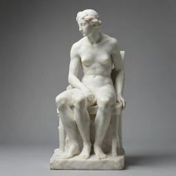 a sculpture of a person sitting on top of a chair, a marble sculpture by nicola samori, behance, neo - expressionism, marble sculpture, apocalypse art, made of mist 1 2 3 4 6