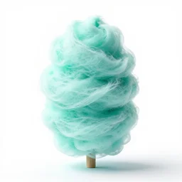 turquoise cotton candy, clean 3d render, octane render, isolated on a pure white background, centered, entire object in frame, sharp focus, soft studio lighting