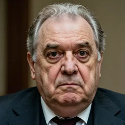 photograph of old man wearing suit, sinister, dark circles under eyes, overweight, sagging skin, caucasian, hair becoming gray, cult leader, sigma 85mm f/1.4, 4k, depth of field, high resolution, 4k, 8k, hd, full color