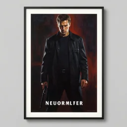 1 9 8 3 movie poster for neuromancer. oil on canvas. print.