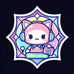cute cyberpunk kawaii style emblem, vibrant pastel colors, corporate logo, art deco, stylized, iconic, vector art, professionally made with made with adobe illustrator, 🧒, 📸, 🎨, trending on artstation hq, cgsociety