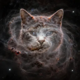 a cat shaped nebula, cinematic, epic hubble photo