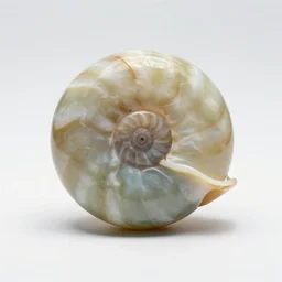 jade fossil ammonite, studio product photography, isolated on a pure white background, centered, entire object in frame, sharp focus, soft studio lighting