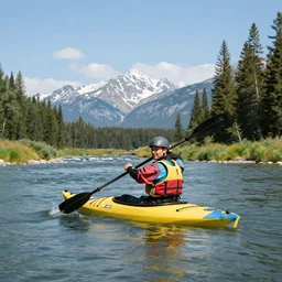 kayaking in an alberta river