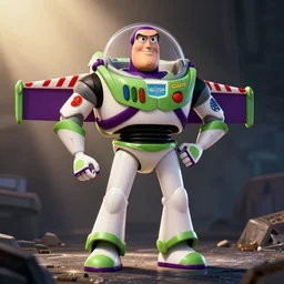 A movie poster, Buzz Lightyear, captain america crossover