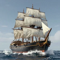 A tall ship vessel in heavy waves, hypermaximalistic, high details, cinematic, 8k resolution, beautiful detailed, insanely intricate details, artstation trending, octane render, unreal engine