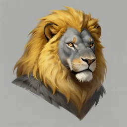 Head and Shouler Portrait of a D&D Leonin, humanoid lion with grey fur and yellow mane, D&D Commission Artwork, Digital Art, 4K HD, Detailed, Trending on Artstation