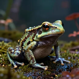 psychedelic trip by a poisonous frog hyper realism, high detail, octane