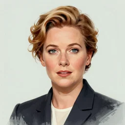 “Gillian Anderson portrait, color vintage magazine illustration 1950”