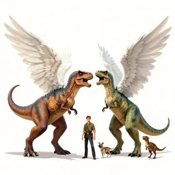 the war between angels and dinosaurs, by jeffrey smith, tim biskup, behance contest winner, wallpaper, digital illustration