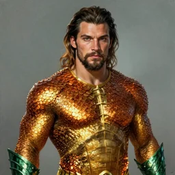 An epic fantasy comic book style portrait painting of Henry Cavill as Aquaman, Unreal 5, DAZ, hyperrealistic, octane render, cosplay, RPG portrait, dynamic lighting