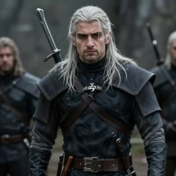 film still of rowan atkinson as geralt of rivia!!!! in netflix's the witcher ( 2 0 2 2 )