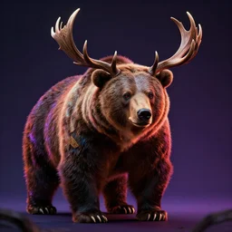 photorealistic celtic antlered bear. hyperdetailed photorealism, 1 0 8 megapixels, amazing depth, glowing rich colors, powerful imagery, psychedelic overtones, 3 d finalrender, 3 d shading, cinematic lighting, artstation concept art