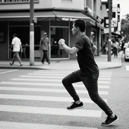 capturing a decisive moment, street photography, black and white, 35mm, rule of thirds, grainy