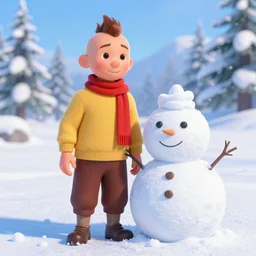 tin tin and snowy by herge, depicted as a pixar character, high quality cg render, 4 k